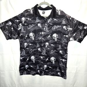 Greater Half Golf Polo Shirt Men's XL "Join Or Die" The Punisher Performance